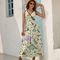 thumbnail image 5 of Dinosaurs in Yellow Dress Summer Street Style Bohemia Long Dresses Female Sleeveless Printed Maxi Dress, 5 of 9