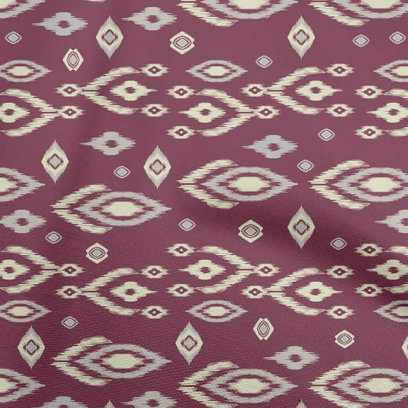 oneOone Polyester Spandex Dark Magenta Fabric Ikat Sewing Fabric By The Yard Printed Diy Clothing Sewing Supplies 56 Inch Wide