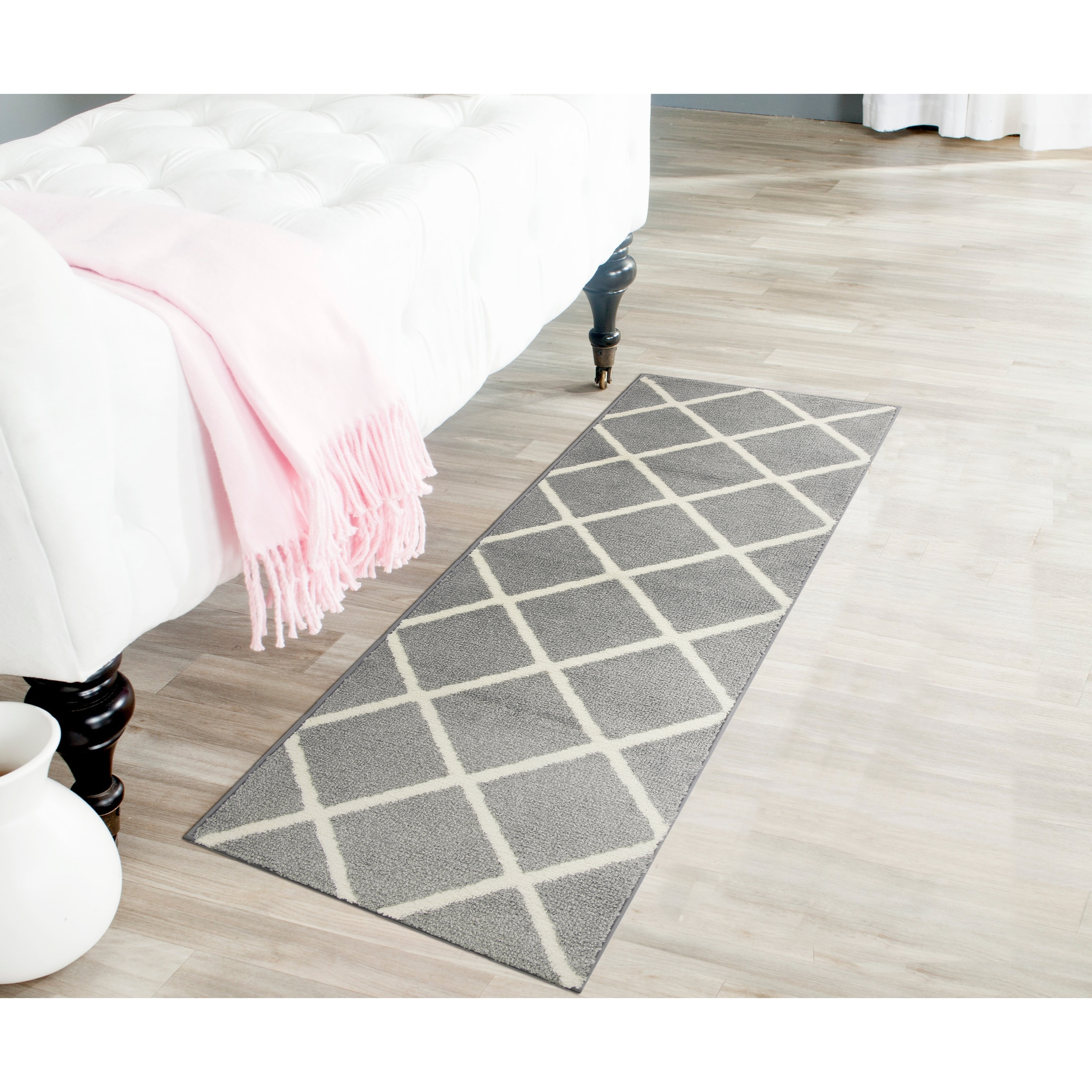Mainstays Diamond Plush Grey Indoor 20" x 60" Runner Rug