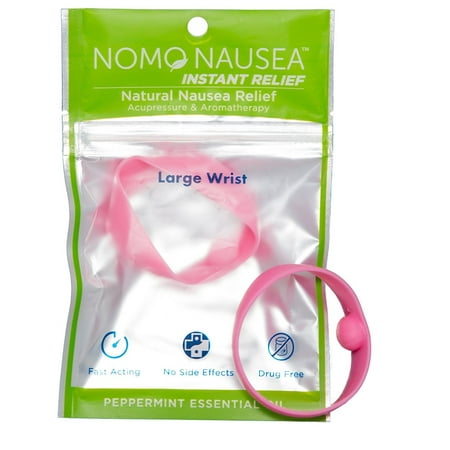 NoMo Nausea Instant Relief Large Pink Aromatherapy Anti-Nausea Bands with