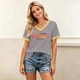 thumbnail image 5 of Women's Football Graphic T-Shirt, Women's Fashion V-Neck Short Sleeve T-Shirt with Letter Print for Casual Wear for Soccer Tournament 2026 Gray Size: 2XL, 5 of 5