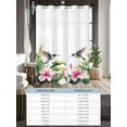 thumbnail image 6 of No Hook Cloth Fabric Shower Curtain with Snap in Liner, Flowers Leaves Waterproof Shower Curtains Set with See Through Top Window, Summer Tropical Palm Plants Birds Animals Bath Curtains 66"x72", 6 of 6
