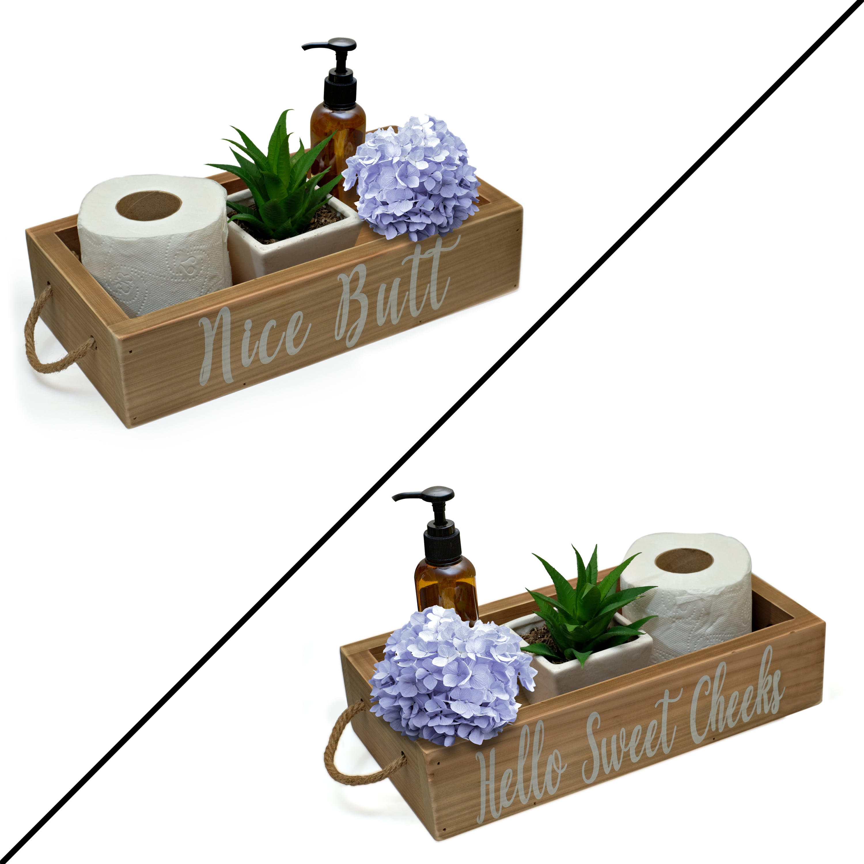 Jar Color Choose Your Box Color Bathroom Humor Toilet Tray Hello Sweet Cheeks Bathroom Box and Flower Color. 