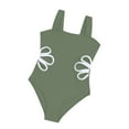 thumbnail image 6 of Gelikeya Girls Swimsuits Size 7-8 Adjustable Spaghetti Straps Bathing Suit Fashion Cute Cut Out 1 Piece Solid Color Swimwear (Child, X02-Army Green), 6 of 7