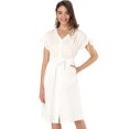 thumbnail image 1 of Vestido Camisero Campesino Con Botones Manga Corta Cuello Pico Cintura De Lazo Algodón Para Mujer Blanco S Unique Bargains Vestido, 1 of 6