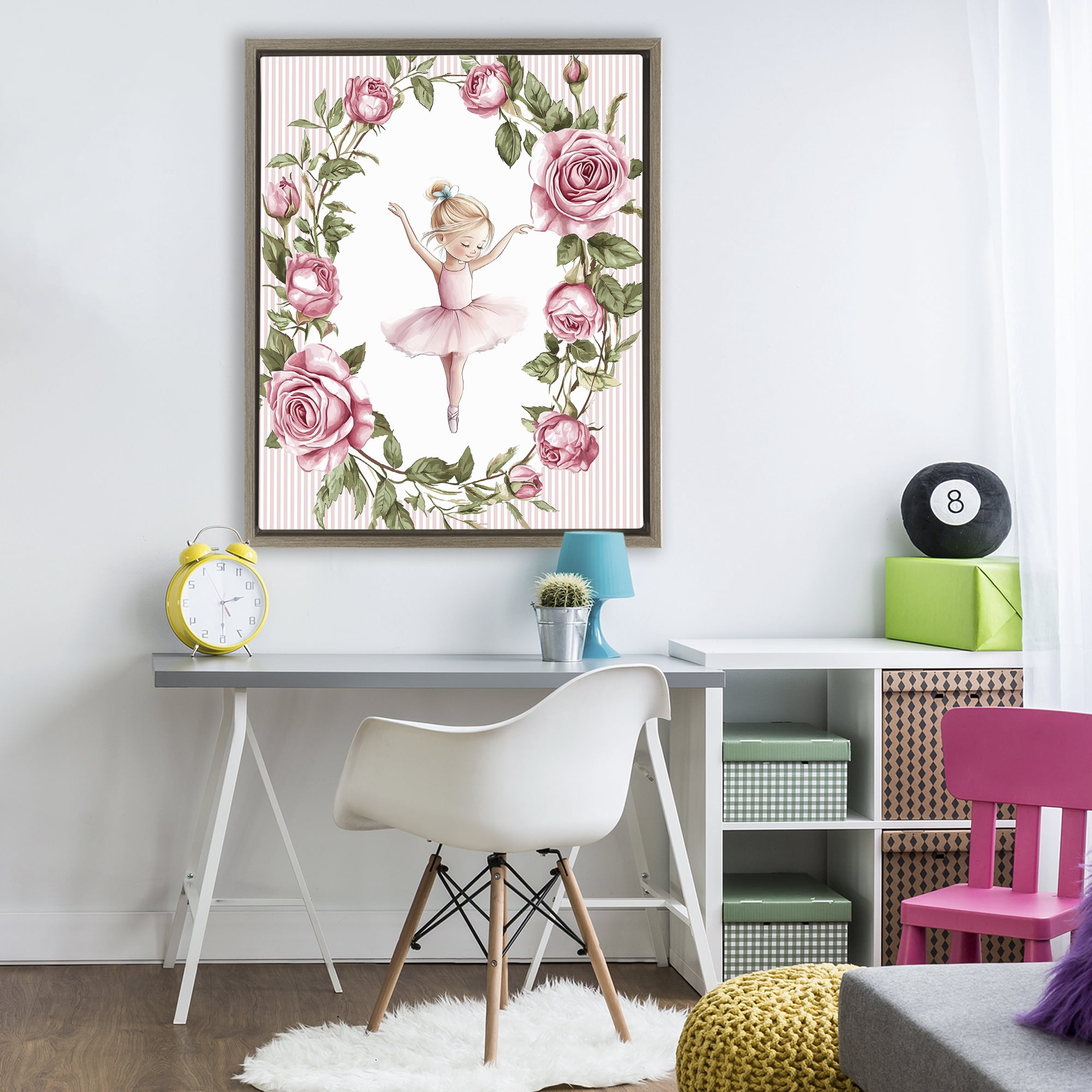 Stupell Industries Little Rose Dance Brown Framed Floater Canvas Wall Art, design by Christine Simpson Art