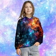 thumbnail image 7 of ZXLBBD Girls Galaxy Print Hooded Sweatshirts Soft Long Sleeve Pullover with Front Pockets for Kids Outerwear Versatile Trendy Casual Dailywear, 7 of 7