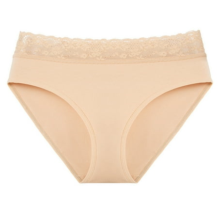 

Knosfe High Waisted Panties for Women Cotton Solid Color Seamless Underwear Plus Size Lace Briefs