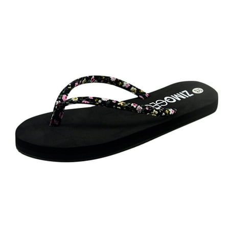 

asdoklhq Womens Shoes Clearance Under $20 Summer Floral Sponge Cake Slip-resistant Flip-flops Sandals Shoes