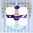 thumbnail image 3 of Metal Light Switch Plate Cover Purple Luxury Cupcake Striped Wallpaper Blue CAK051, 3 of 13