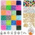 thumbnail image 1 of 3600 Pcs Perles d'Argile pour Kit de Fabrication de Bracelets, 24 Couleurs Perles Rondes Plates en Argile Polymère, 1 of 8