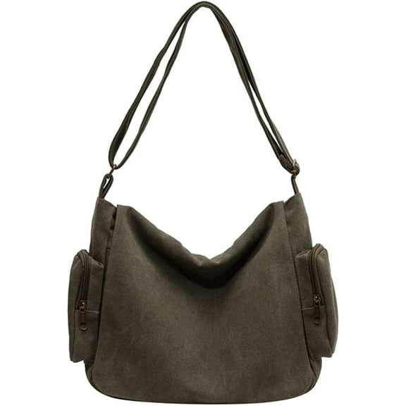 HMSHA Retro Canvas Hobo Shoulder Bag for Men Women Teen Fashion Crossbody Bag Satchel