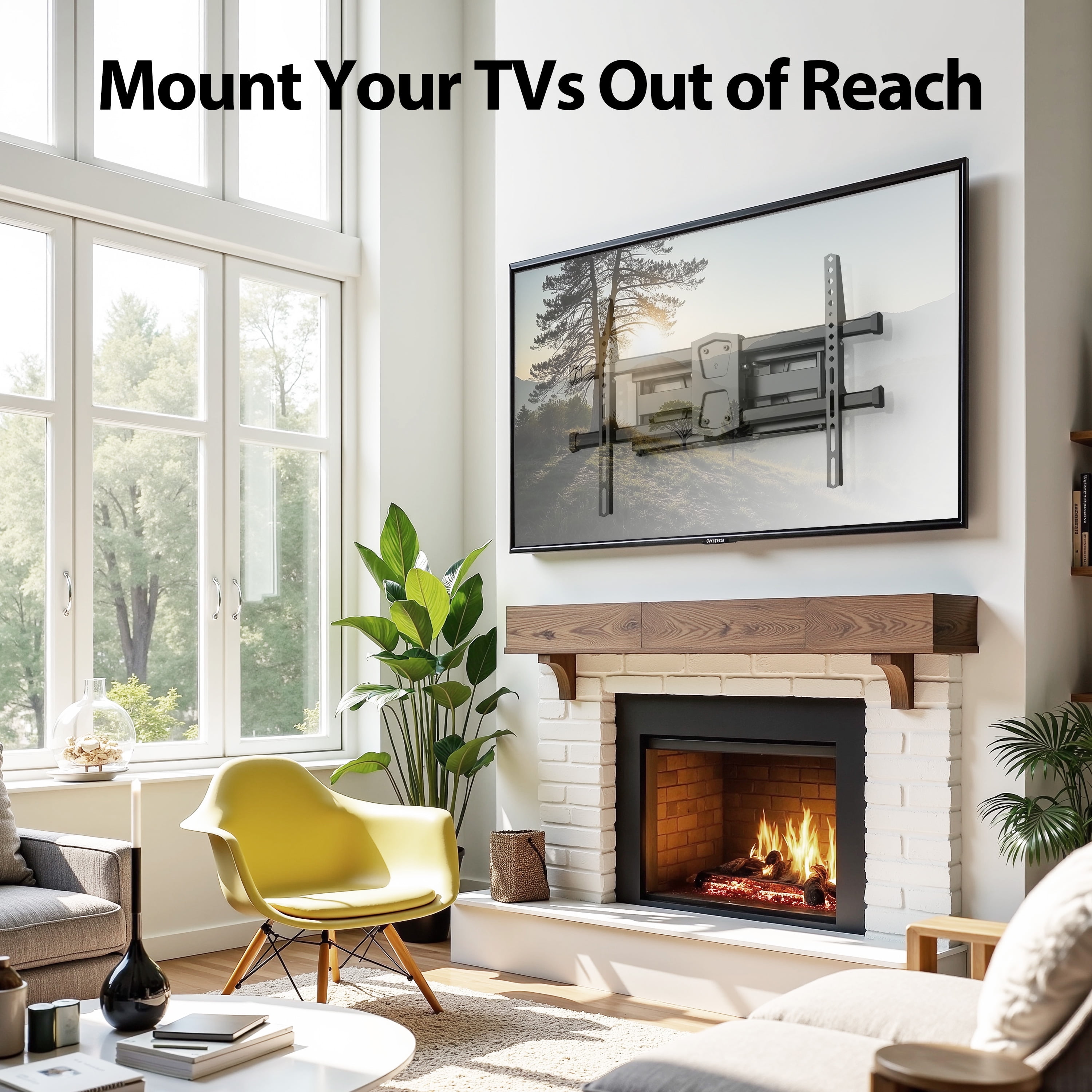 MountLiving Full Motion TV Wall Mount for 37-90 inch Screens, Dual Arm Design with Swivel & Tilt, Max VESA 600x400mm, 132 lbs, Fits 8"/12"/16" Studs