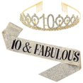 thumbnail image 1 of Women Glittering Rhinestone Letter Print Sash Tiara Set Birthday Party Supplies, 1 of 1