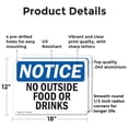 thumbnail image 2 of (2 Pack) No Outside Food Or Drinks OSHA Notice Sign 18 Inch X 12 Inch Indoor / Outdoor Rust-Free Aluminum Metal Signs for Workplace, Workshop, and Construction Site, Made in the USA, 2 of 8