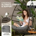 thumbnail image 3 of SereneLife Foldable Egg Chair with Stand – Hanging Rattan Wicker Swing for Indoor Outdoor Use – 350 lbs Capacity, Breathable Cushion & Headrest – Patio, Balcony, Porch, Bedroom Lounge Furniture, 3 of 8