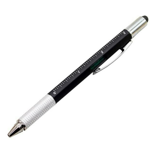 CAROOTU 6 in 1 Multi-functional Stylus Pen with Black/Blue Refill Tool Tech Ballpoint Pen with Clip Smooth