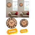 thumbnail image 4 of Relojes de pared de madera maciza silenciosa de gran tamaño y metal de bronce vintage de estilo rústico de granja de 18 pulgadas, 4 of 5