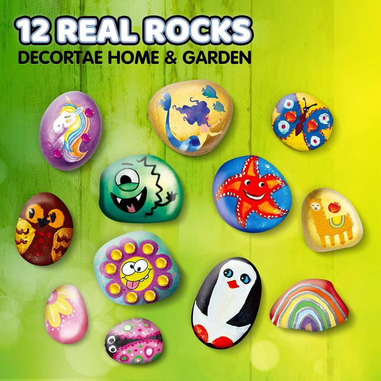 12 Rock Painting Kit, 36 Pcs Arts and Crafts for Kids Ages 5-7, DIY  Supplies, Craft Paint Kits for Boys and Girls Ages 8-11