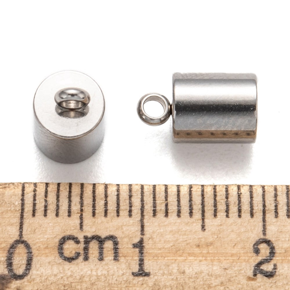 200 pc Tarnish Resistant 304 Stainless Steel Cord Ends End Caps Stainless Steel color 10x6mm Hole: 2mm Inner Diameter: 5mm