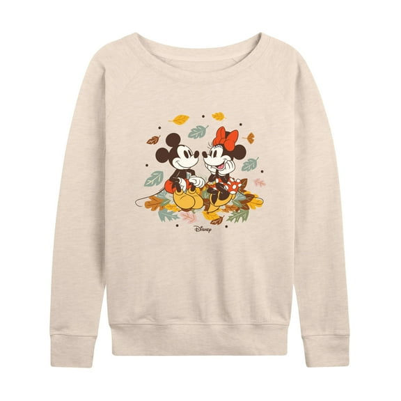 Disney - Mickey Minnie Leaf Pile - Women's Lightweight French Terry Long Sleeve Shirt