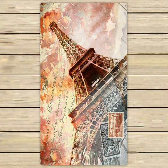 PHFZK Cityscape Towel, Eiffel Tower Paris Abstract Art Hand Towel Bath Bathroom Shower Towels Beach Towel 30x56 inches