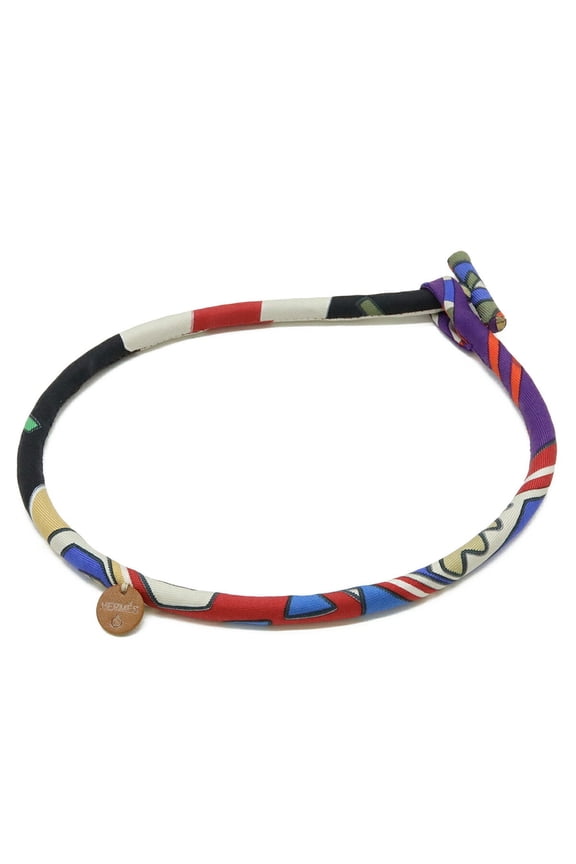 Pre-Owned HERMES Petite H Bride de Soie Choker Necklace Bracelet 100% Silk Multicolor (Good)