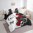 thumbnail image 3 of Manfei Red Rose Floral 7pcs Bedding King Size for Girls, Black and White Comforter Sets with Sheets, Butterfly Print Bed Set, Breathable Room Decor, 3 of 8