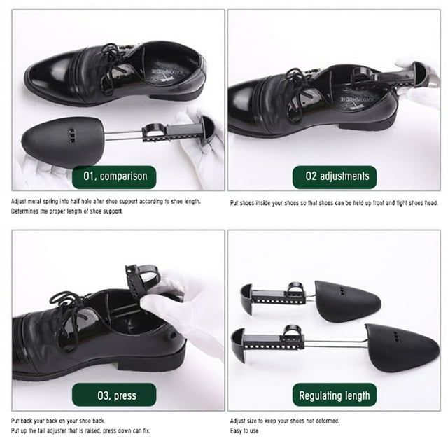 1 par de ensanchadores de zapatos de plástico, zapatos antiarrugas ajustables, soporte para ampliar el estereotipo del zapato para hombres