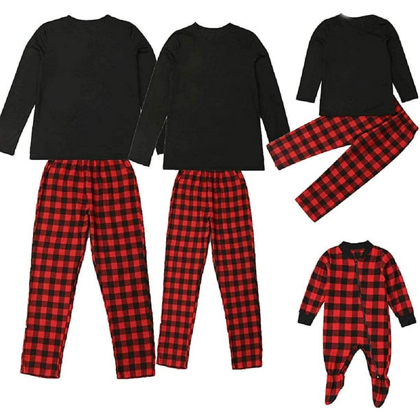 Holiday Christmas Matching Family Pajamas Hooded Buffalo Check