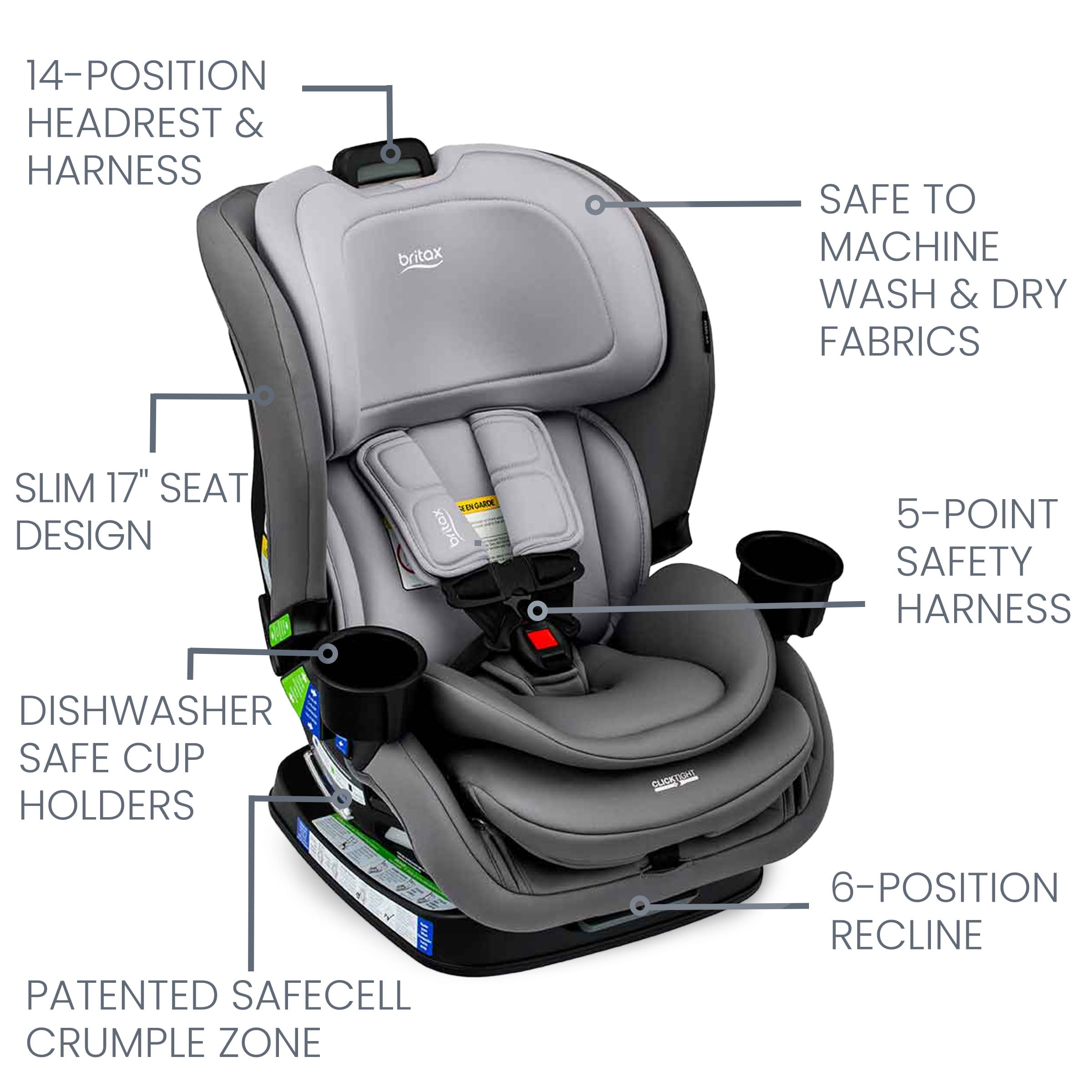 Britax Poplar Convertible Car Seat, Glacier Graphite