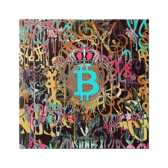 Stupell Graffiti Street Style Bitcoin Symbol Beauty & Fashion Painting Gallery Wrapped Canvas Print Wall Art