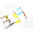 thumbnail image 3 of Señuelos tipo cuchara de pesca de Metal portátil, conjunto de cebos giratorios, aparejos de cebo de plumas de lentejuelas, 3 of 8