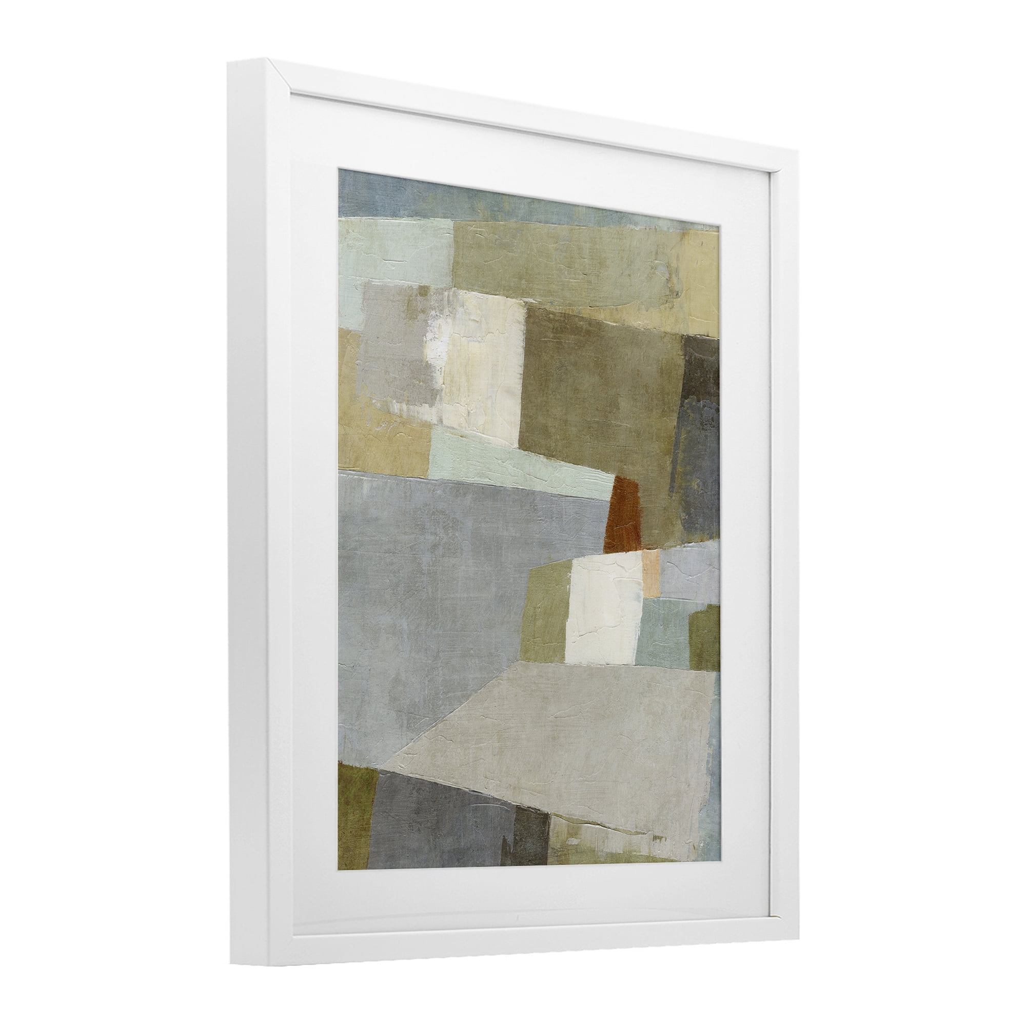 Stupell Industries Causeway Neutral Geometrics White Framed Print Under Glass, design by Suzanne Nicoll