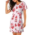 thumbnail image 3 of Lafuoo Valentine Gnomes Pattern Women's Short-sleeved Nightdress, Knee-length Pullover Nightgown, Summer Home Wear-X-Large, 3 of 8