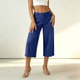 thumbnail image 5 of Ruimatai Womens High Waist Capri Pants Button Fly Patch Pockets Wide Straight Casual Daily Trousers, 5 of 7