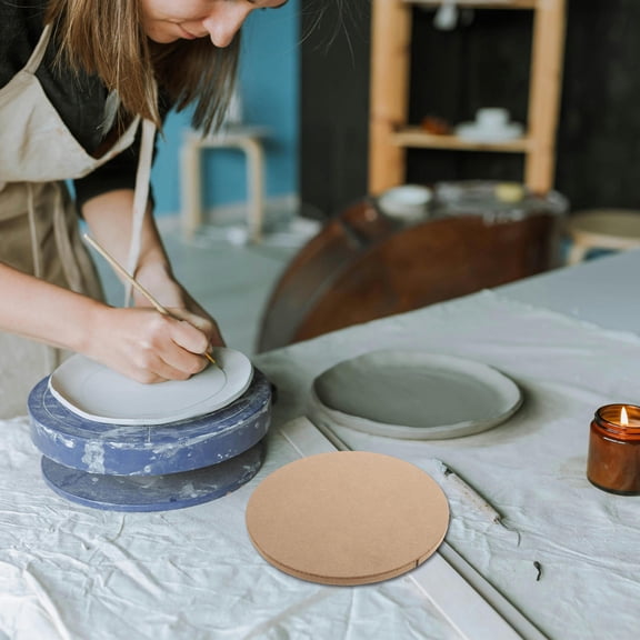 Homoyoyo Round Wood Disc Pottery Base Plate - Sturdy Clay Sculpting Board for Ceramic Art and Craft Projects