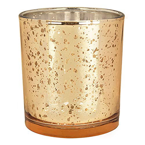 Just Artifacts 4 Inch Speckled Gold, Round Gold Votive Candle Holders