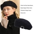thumbnail image 3 of Jumpingount Sombrero de invierno Boinas cálidas Gorro transpirable Boinas Algodón Vintage Mujer Gorras Sombreros decorativos Aspecto exquisito Sombreros Negro, 3 of 6