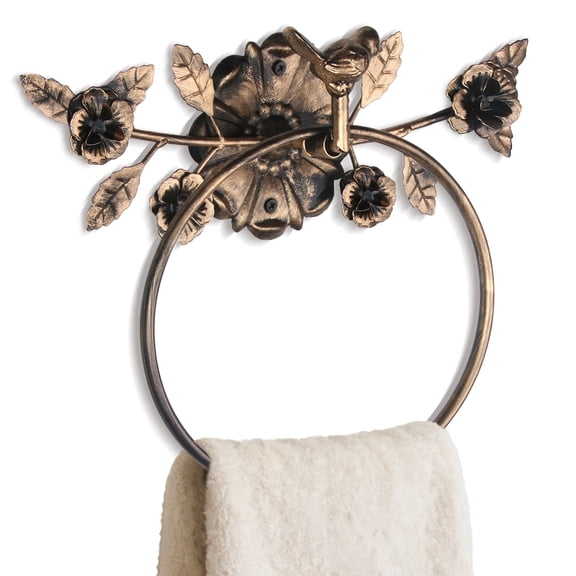 Vintage Bathroom Towel Ring, Antique Brass Iron Hand Towel Holder, Retro Wall Mounted Bathroom Accessory
