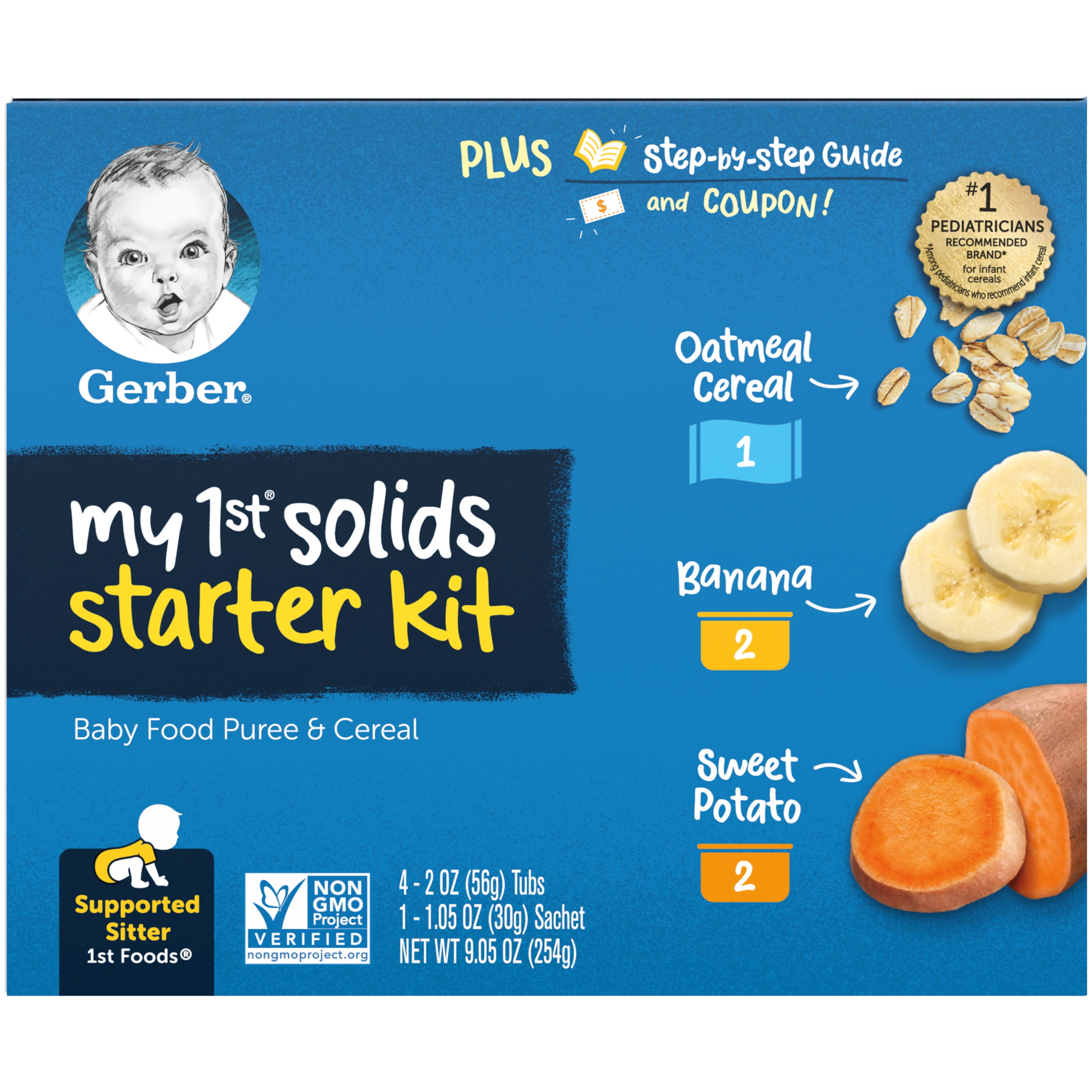 Gerber My 1st Solids Starter Kit, Baby Food Puree and Cereal, Variety (1 Starter Kit)