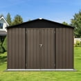 thumbnail image 2 of 10x8 FT Outdoor Storage Shed, Metal Tool Sheds Heavy Duty Storage House with Lockable Doors & Air Vent for Backyard Patio Lawn to Store Bikes, Tools, Lawnmowers, Brown&Black, 2 of 5