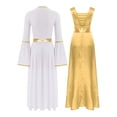 thumbnail image 4 of renvena Robe de Danse pour Femmes Croix Dorée avec Costume de Prière Tenue de Danse Jaune&Blanc S, 4 of 7
