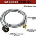 thumbnail image 3 of PatioGem Propane Hose, 5FT Propane Adapter 1lb to 20lb, Stainless Braided Propane Tank Adapter Hose fit for Weber/Coleman/Blackstone Grill, Buddy Heater, Smoker, Griddle, Camping Stove, Fire Pit, 3 of 8