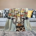 thumbnail image 2 of Pratyus Giraffe Flower Crown Flowers Flannel Throw Blanket for Couch Sofa Bed Office Decor All Seasons Super Soft Lightweight Anti-Wrinkle Blanket Gifts 40x50in, 2 of 6