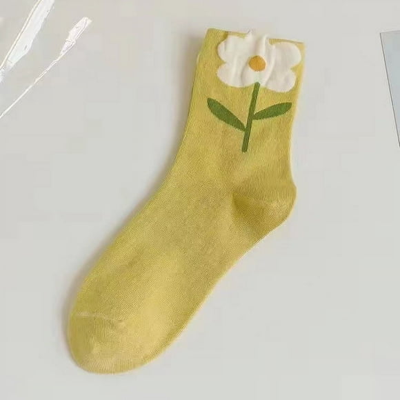XmhyTop 10 pares de calcetines finos de algodón para mujer, calcetines de algodón suave para mujer por encima del tobillo (amarillo)