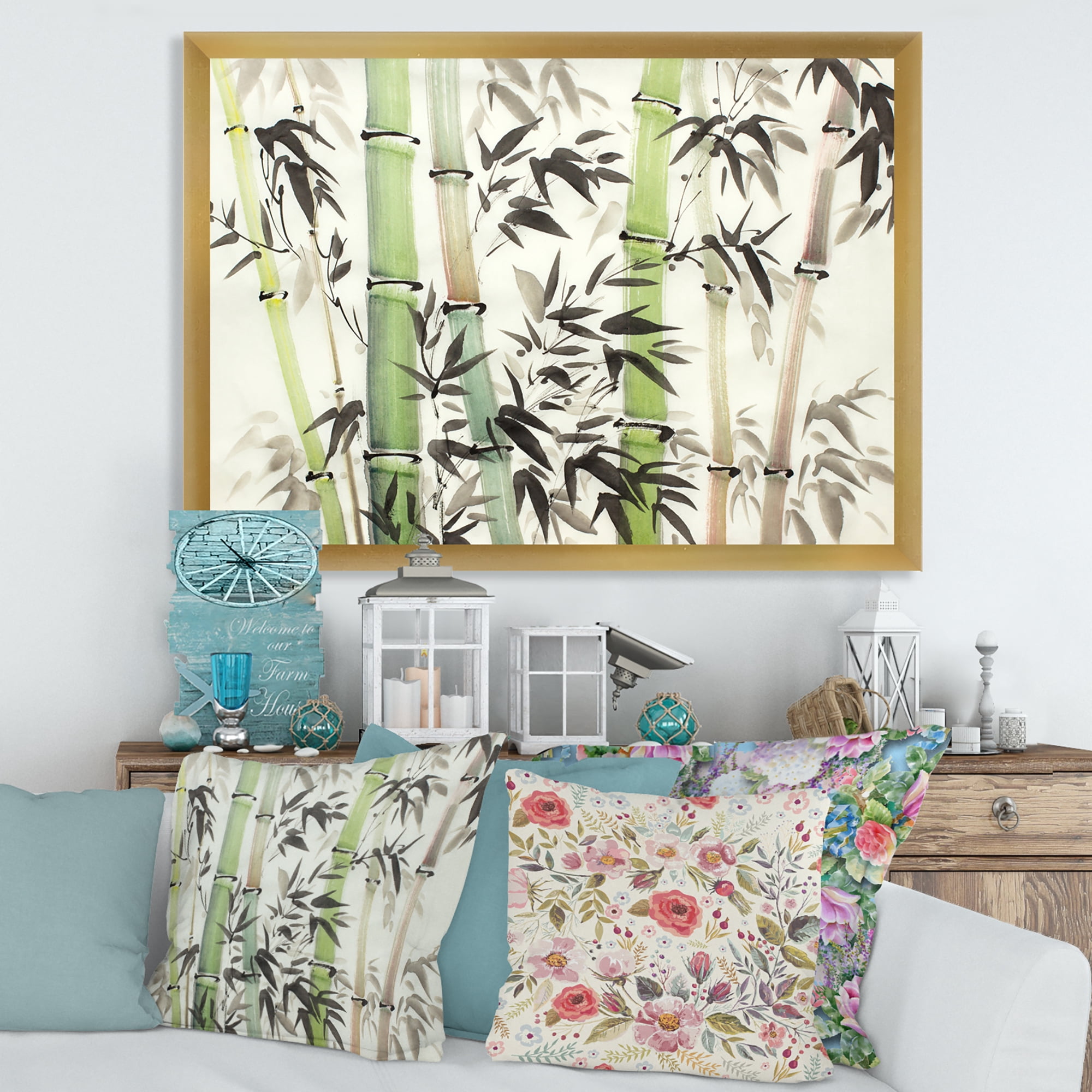 Designart 'The Forest of Bamboo Branches II' Lake House Framed Art Print