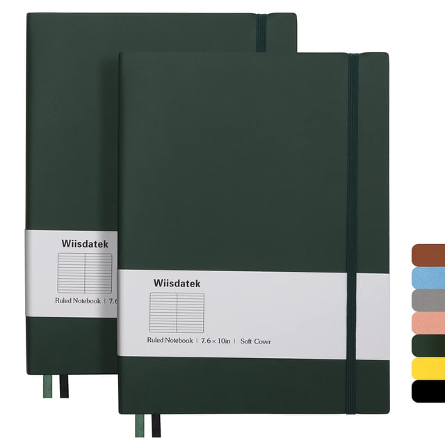 Cuadernos Wiisdatek B5 19 x 25,5 cm, paquete de 2, 376 páginas, tapa de PU