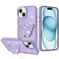 thumbnail image 5 of XPM for Apple iPhone 14 /13 Phone Case, Butterfly Moveable Grip 3D Pop Stand Full Diamond Bling Sparkling TPU Fashion Hybrid Cover for iPhone 14 / iPhone 13 (Purple), 5 of 8