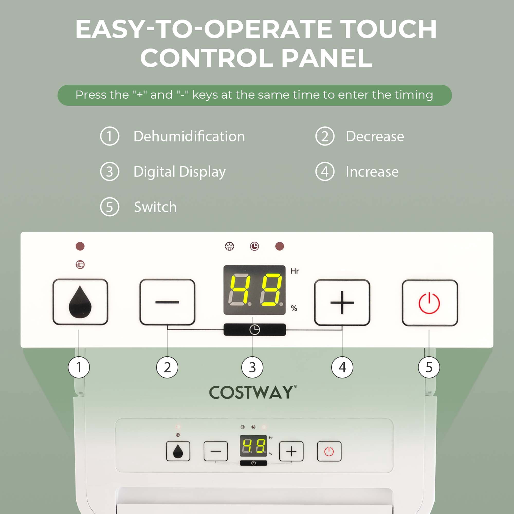 Costway 32 pt 2000 sq ft Dehumidifier in White - Energy Efficient, Automatic Shutoff